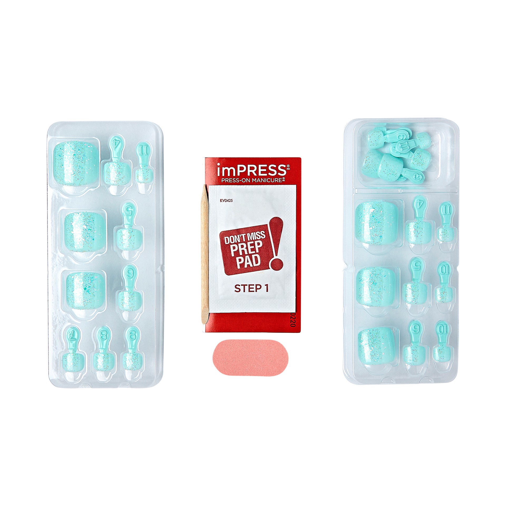 slide 4 of 5, imPRESS KISS imPRESS Square Press-On Toenails, Blue, 24 Pieces, 28 pc