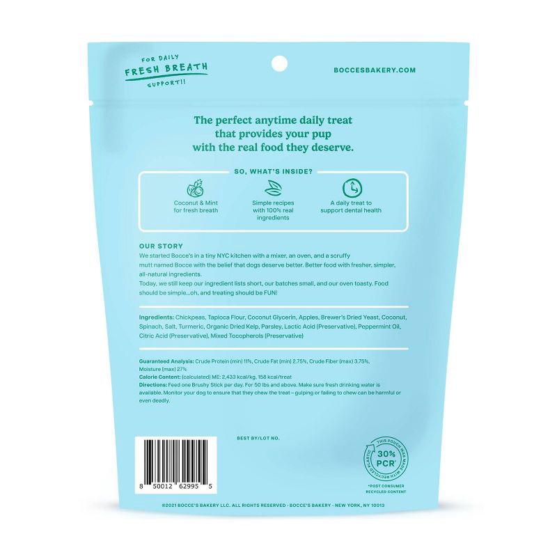 slide 2 of 4, Bocce's Bakery Brushy Sticks Dental with Coconut and Peppermint Flavor Dog Treats - L - 16oz, 16 oz
