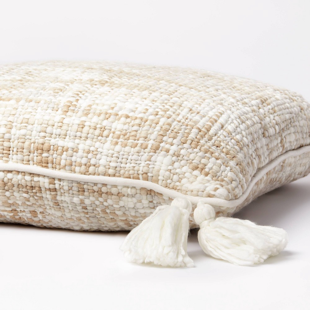 Oversized Textural Woven Square Throw Pillow Cream - Threshold™