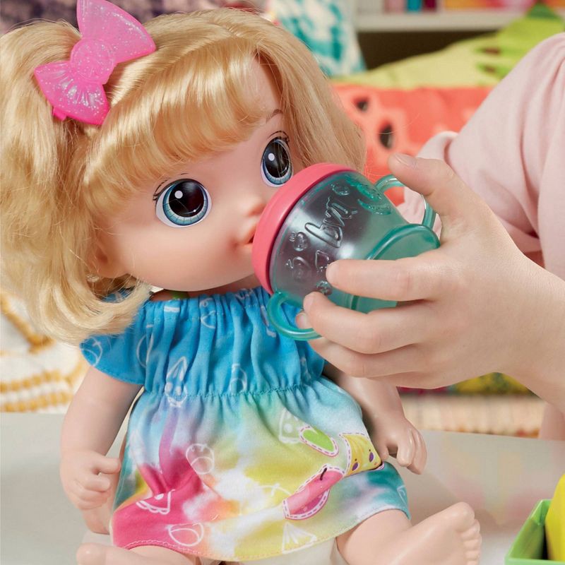slide 4 of 7, Baby Alive Fruity Sips Baby Doll - Blonde Hair/Blue Eyes, 1 ct