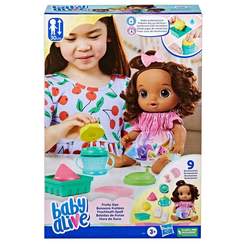 slide 3 of 8, Baby Alive Fruity Sips Baby Doll - Brown Hair/Brown Eyes, 1 ct