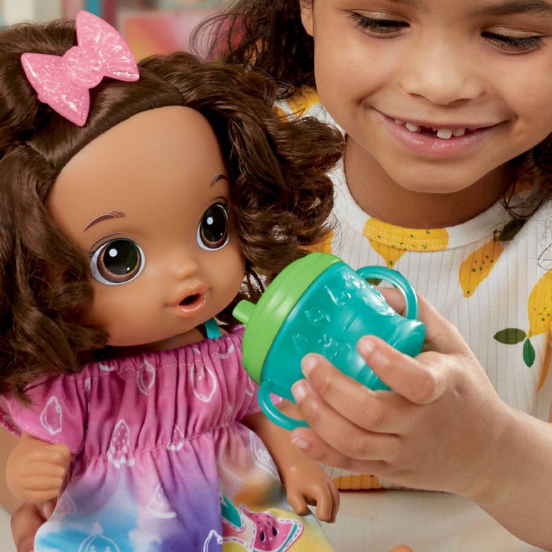 slide 5 of 8, Baby Alive Fruity Sips Baby Doll - Brown Hair/Brown Eyes, 1 ct