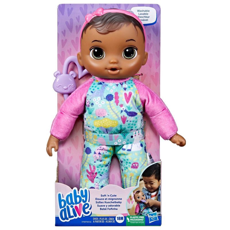 slide 2 of 7, Baby Alive Sweet 'N Snugglier Baby Doll - Brown Hair/Brown Eyes, 1 ct