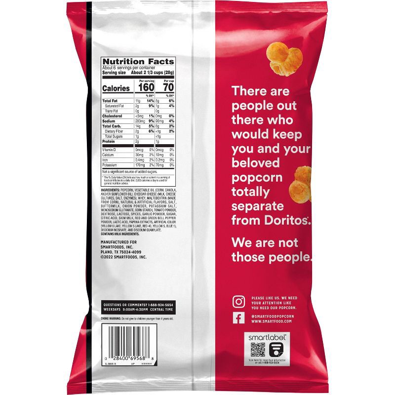 slide 2 of 3, Smartfood Doritos Nacho Cheese Flavored Popcorn - 6.25oz, 6.25 oz