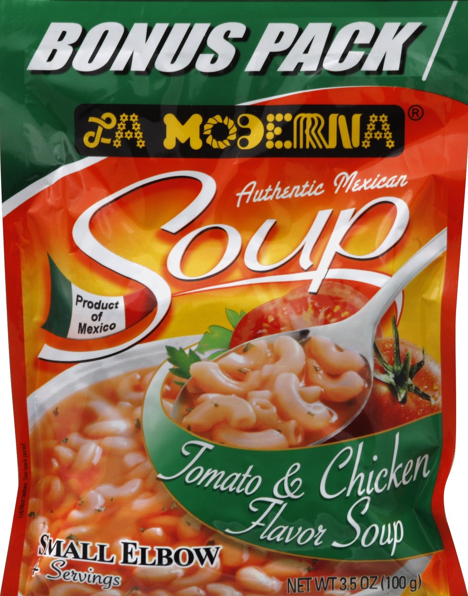 slide 2 of 2, La Moderna Small Elbow Tomato & Chicken Flavor Soup Mix, 3 oz