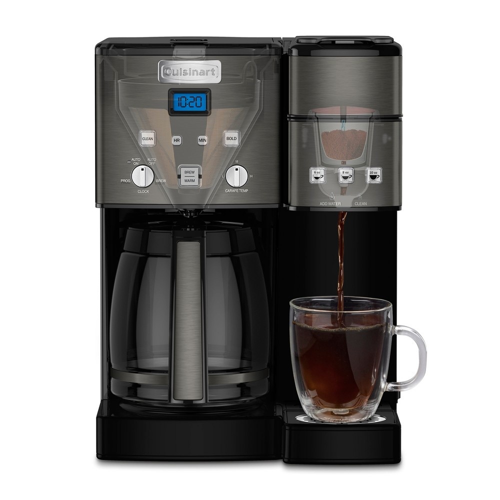 slide 2 of 3, Cuisinart Combo 12 Cup and Single Serve Coffee Maker Black Stainless, 1 ct