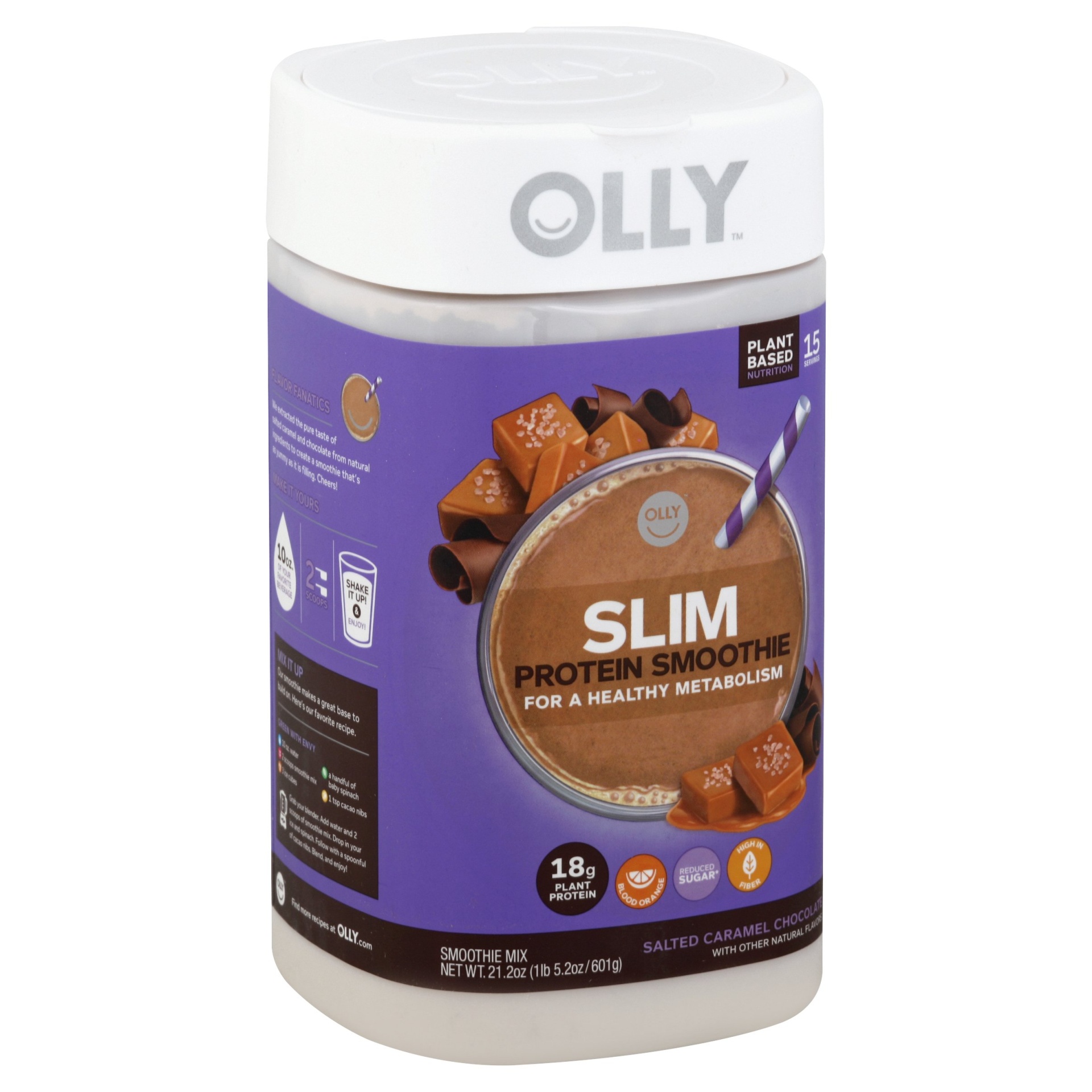 slide 1 of 1, Olly Slim Smoothie Protein Powder - Salted Caramel Chocolate, 21.4 oz