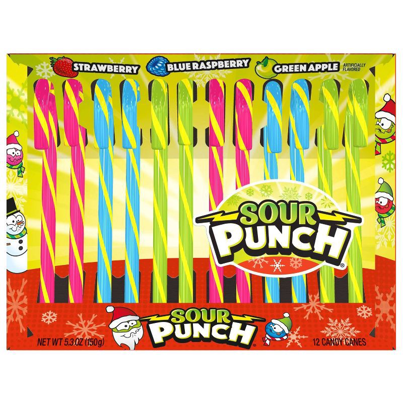 slide 1 of 6, Sour Punch Christmas Candy Canes Box - 5.3oz, 5.3 oz