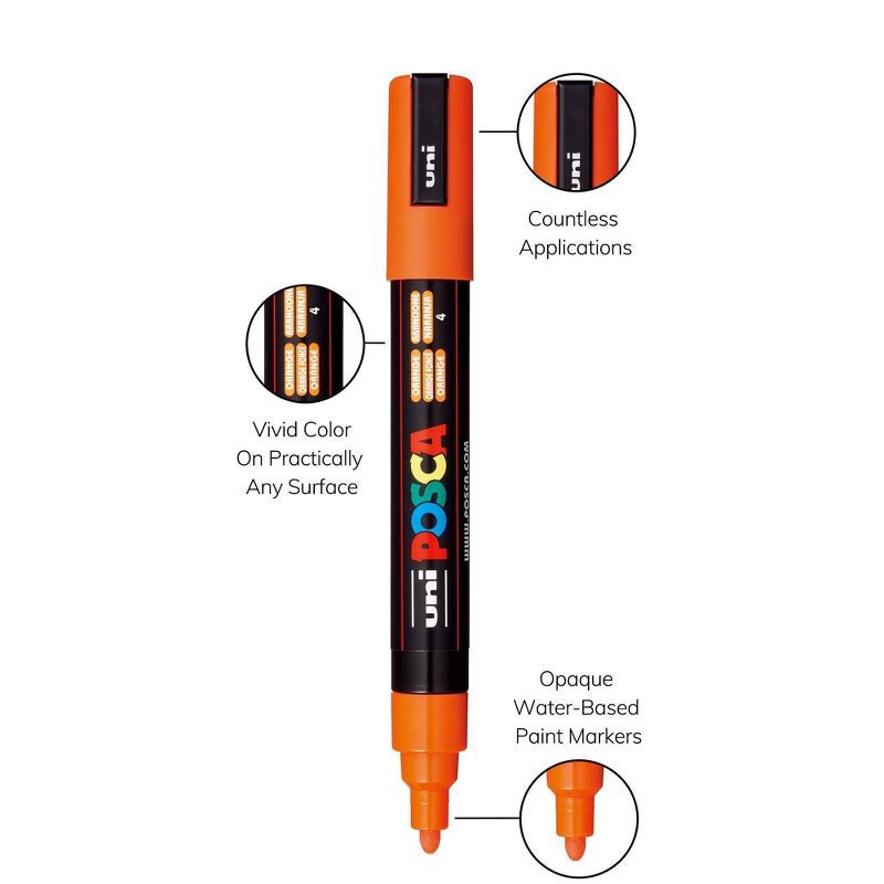 slide 4 of 8, uniball uni POSCA 16pk PC-5M Water Based Paint Markers Medium Point 1.8-2.5mm in Assorted Colors: Art Stationery Set, 16 ct