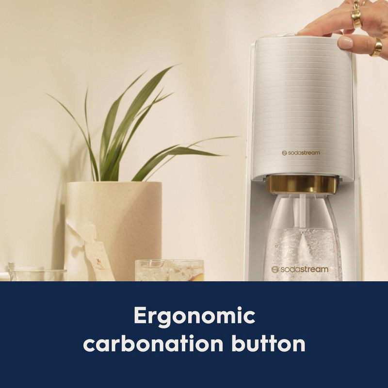 slide 4 of 10, SodaStream Terra Sparkling Water Maker with CO2 and Carbonating Bottle White/Gold: Soda Streamer Machine, 1 ct