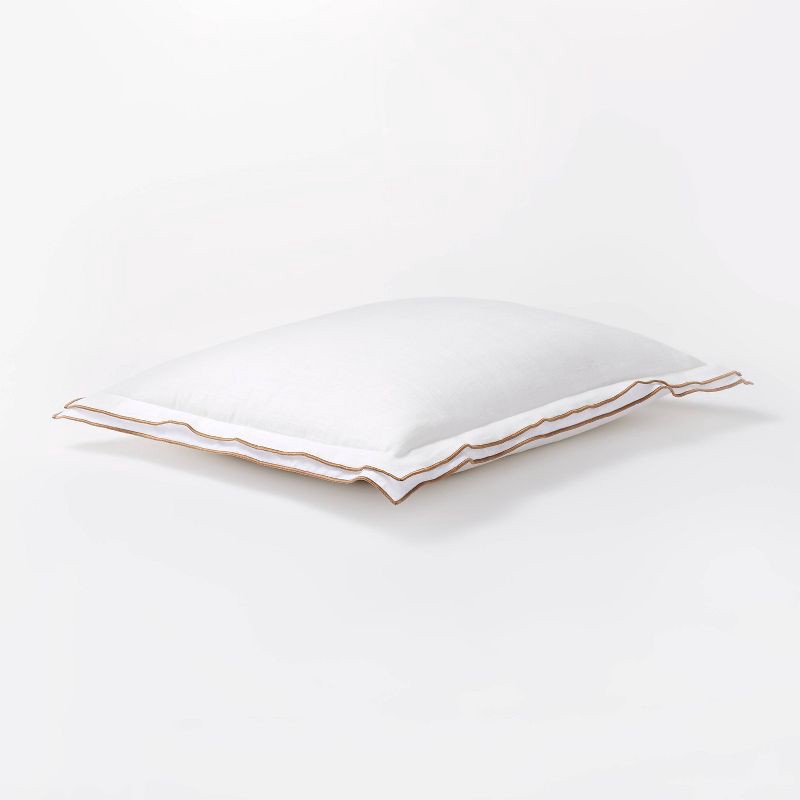 slide 5 of 7, Threshold designed w/Studio McGee King Double Flange Merrow Stitch Comforter & Sham Set White/Camel - Threshold™ designed with Studio McGee, 1 ct