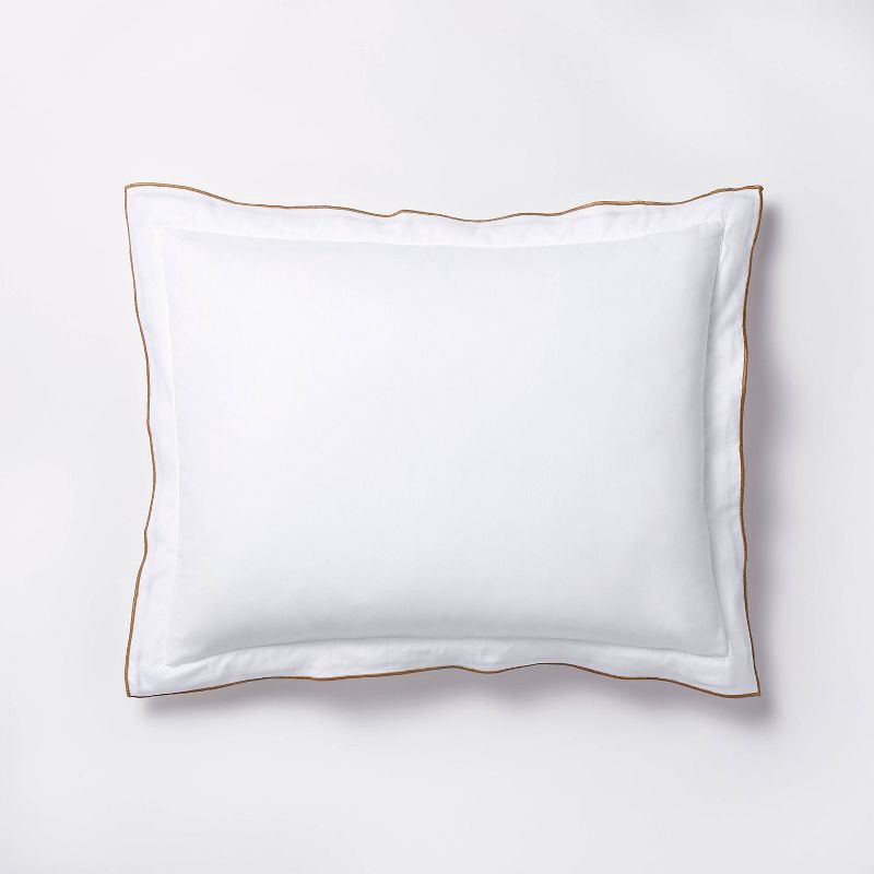 slide 6 of 7, Threshold designed w/Studio McGee King Double Flange Merrow Stitch Comforter & Sham Set White/Camel - Threshold™ designed with Studio McGee, 1 ct