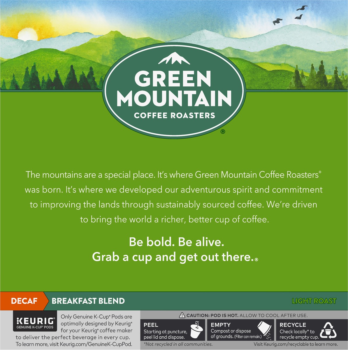 slide 2 of 7, Green Mountain Coffee Roasters K-Cup Pods Breakfast Blend Decaf Light Roast 100% Arabica Coffee 32 ea Box, 32 ct