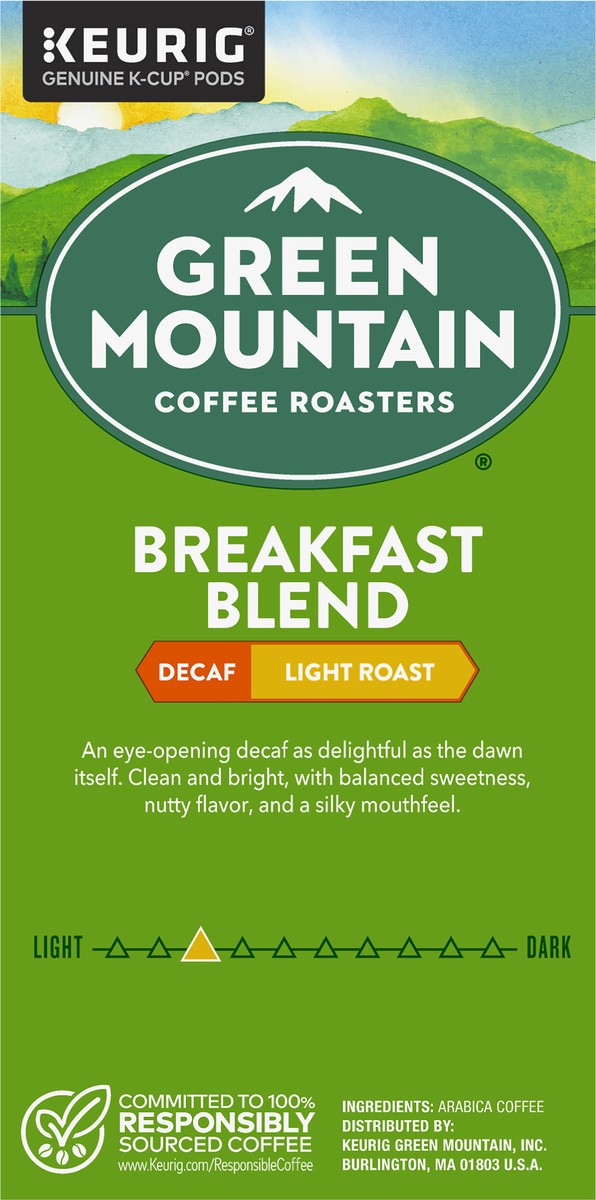 slide 6 of 7, Green Mountain Coffee Roasters Breakfast Blend Decaf Light Roast K-Cup Pods, 32 ct