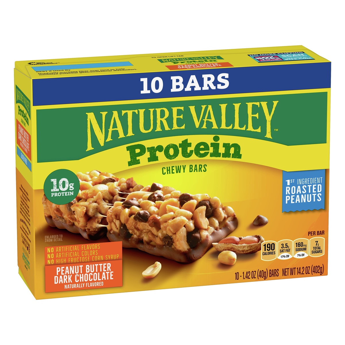 slide 2 of 10, Nature Valley Chewy Granola Bar Protein, Peanut Butter Dark Chocolate, 10 ct; 14.2 oz