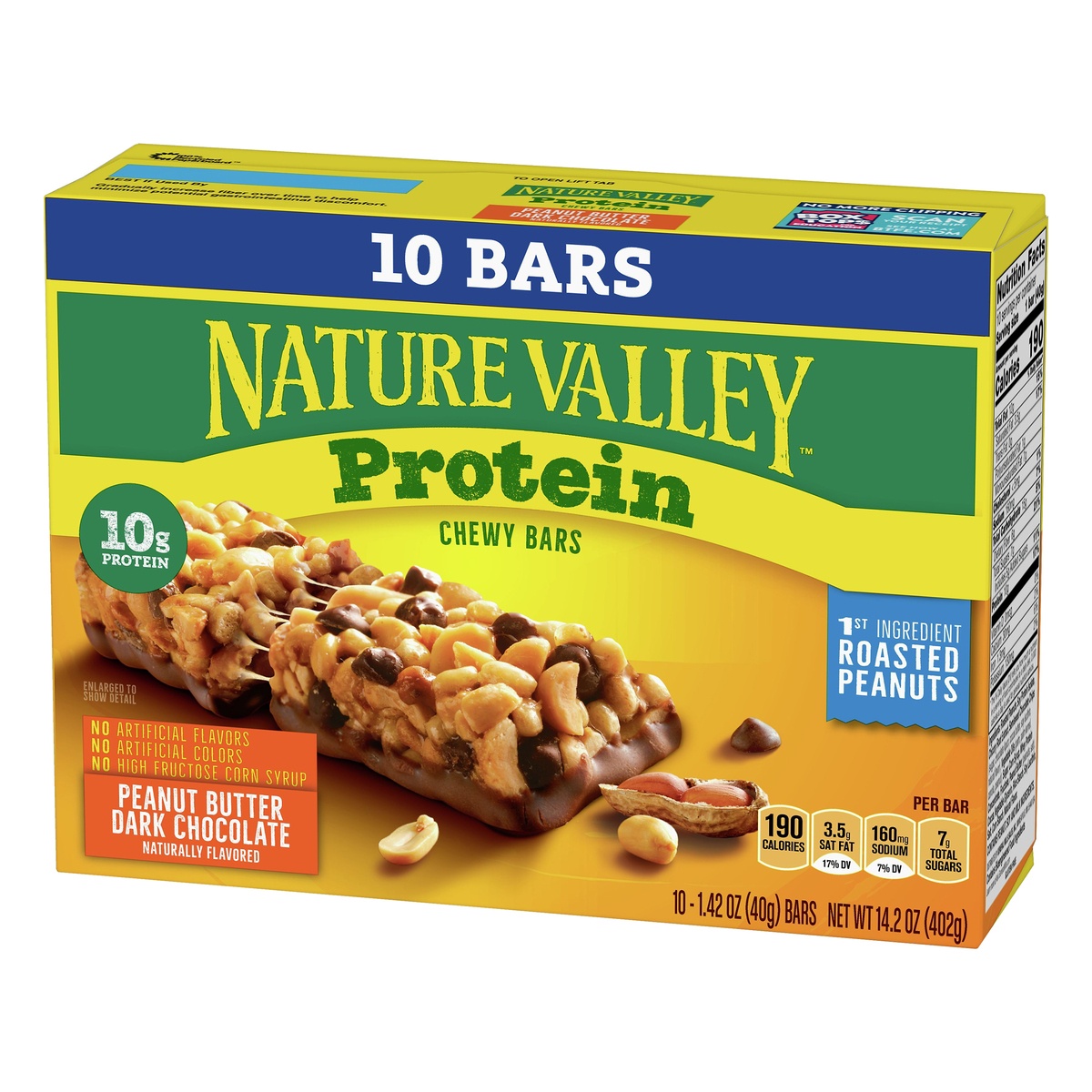 slide 3 of 10, Nature Valley Chewy Granola Bar Protein, Peanut Butter Dark Chocolate, 10 ct; 14.2 oz
