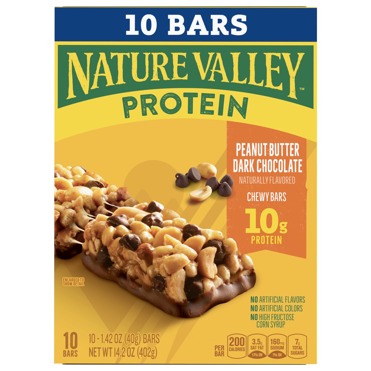 slide 1 of 6, Nature Valley Chewy Protein Granola Bars, Peanut Butter Dark Chocolate, 10 Bars, 14.2 OZ, 10 ct