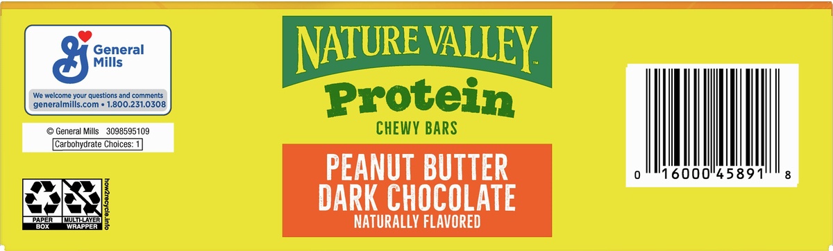 slide 8 of 10, Nature Valley Chewy Granola Bar Protein, Peanut Butter Dark Chocolate, 10 ct; 14.2 oz