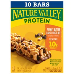 Nature Valley Chewy Protein Granola Bars, Peanut Butter Dark Chocolate, 10 Bars, 14.2 OZ