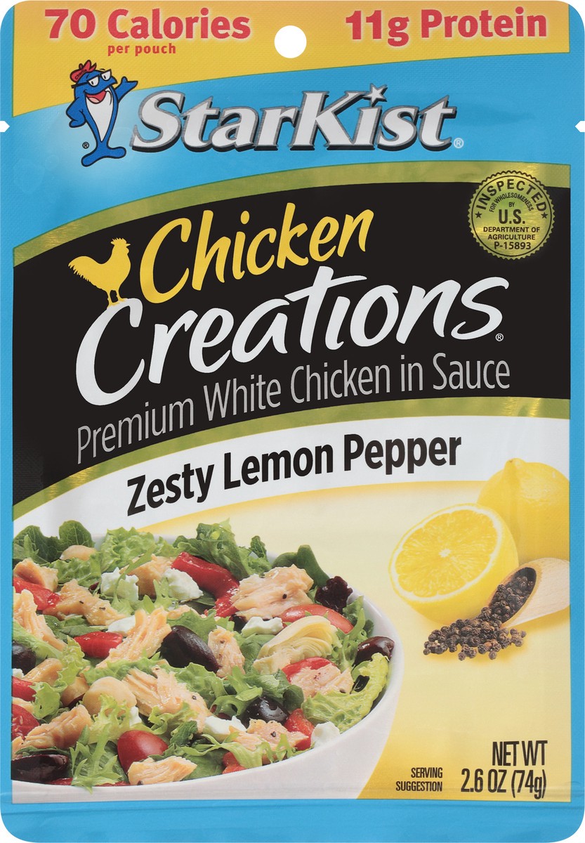 slide 3 of 9, StarKist Chicken Creations White Premium Zesty Lemon Pepper Chicken in Sauce 2.6 oz, 2.6 oz