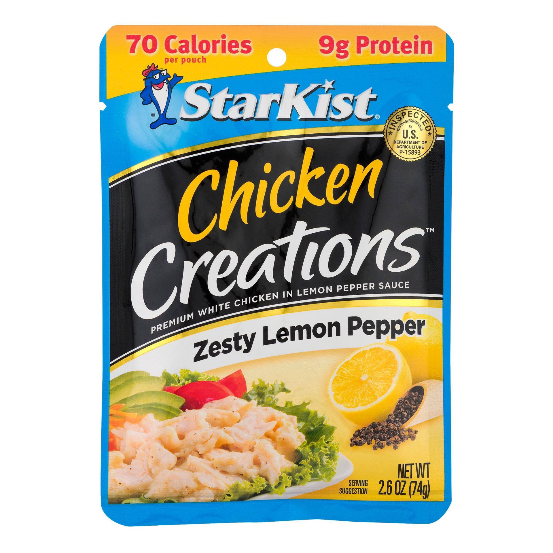 slide 1 of 9, StarKist Chicken Creations White Premium Zesty Lemon Pepper Chicken in Sauce 2.6 oz, 2.6 oz