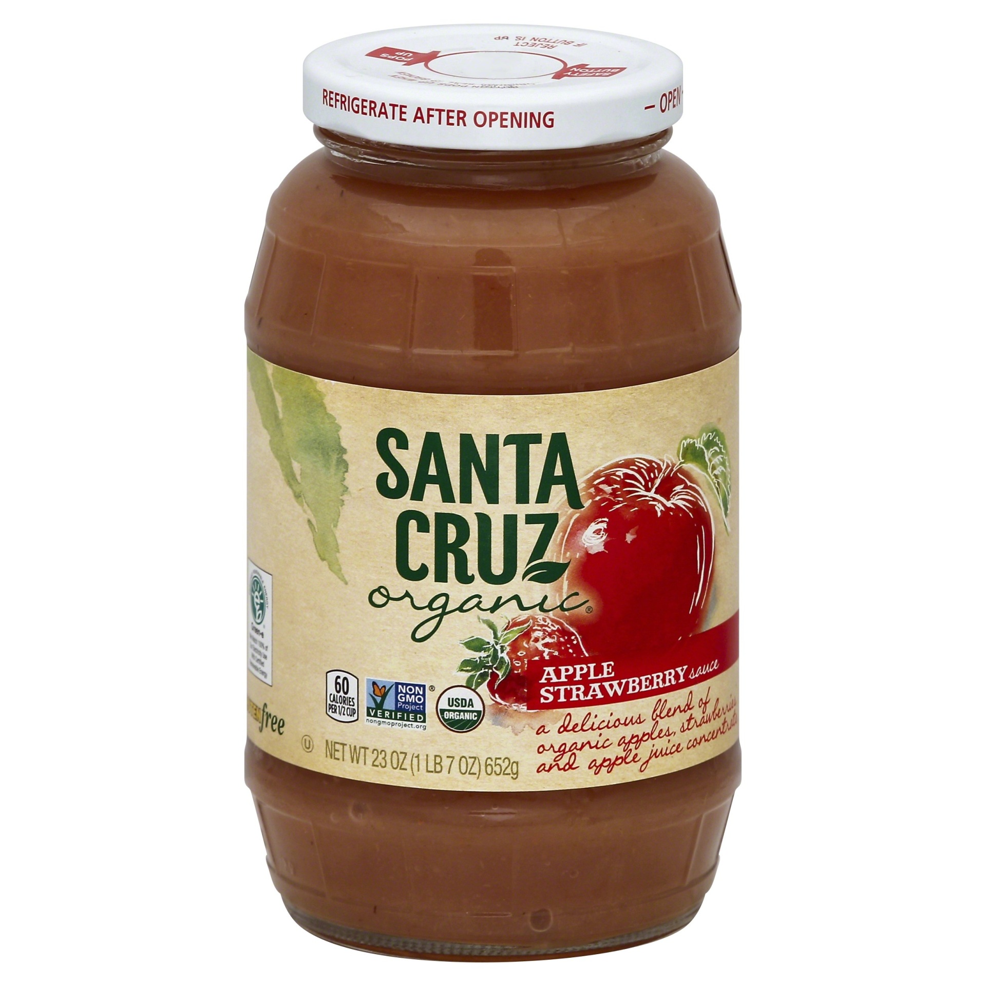 slide 1 of 1, Santa Cruz Organic Strawberry Applesauce, 23 oz