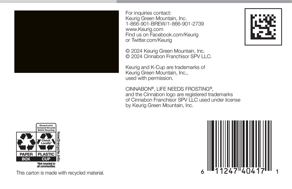 slide 8 of 9, Cinnabon Classic Cinnamon Roll Keurig Single-Serve K-Cup Pods, Light Roast Coffee, 10 Count, 10 ct