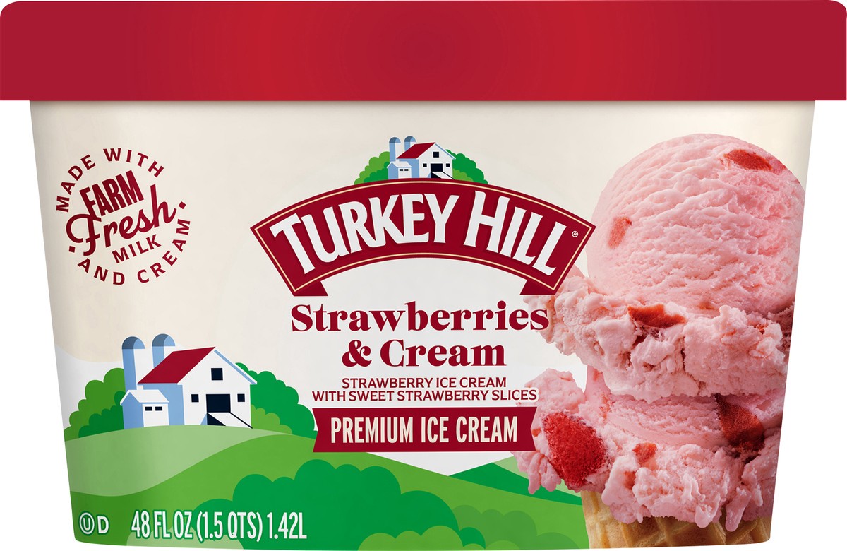 slide 2 of 2, Turkey Hill Strawberries & Cream, 48 oz