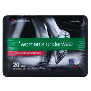 slide 1 of 1, CVS Health Women's Underwear Moderate Absorbency Large, Lavender, 18 ct