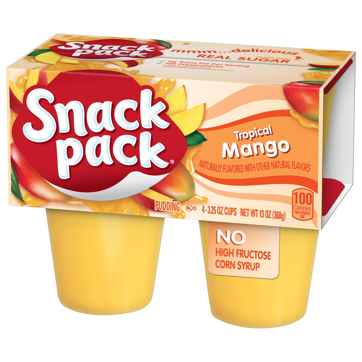 slide 4 of 6, Snack Pack Tropical Mango Pudding 4 - 3.25 oz Cups, 4 ct; 3.25 oz