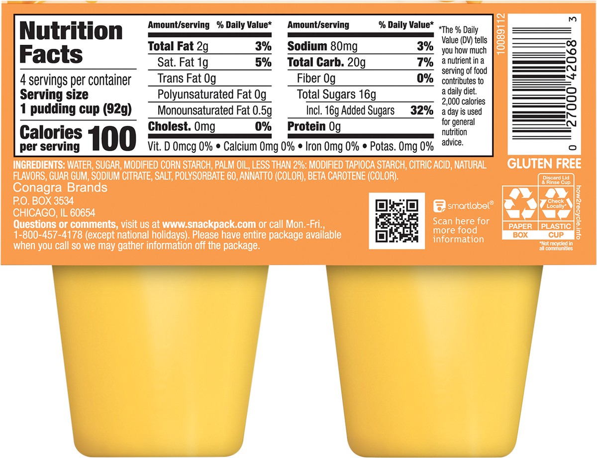 slide 5 of 6, Snack Pack Tropical Mango Pudding 4 - 3.25 oz Cups, 4 ct; 3.25 oz