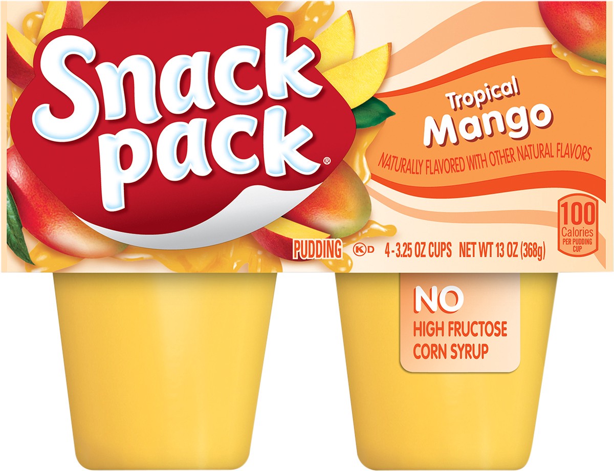 slide 2 of 6, Snack Pack Tropical Mango Pudding 4 - 3.25 oz Cups, 4 ct; 3.25 oz