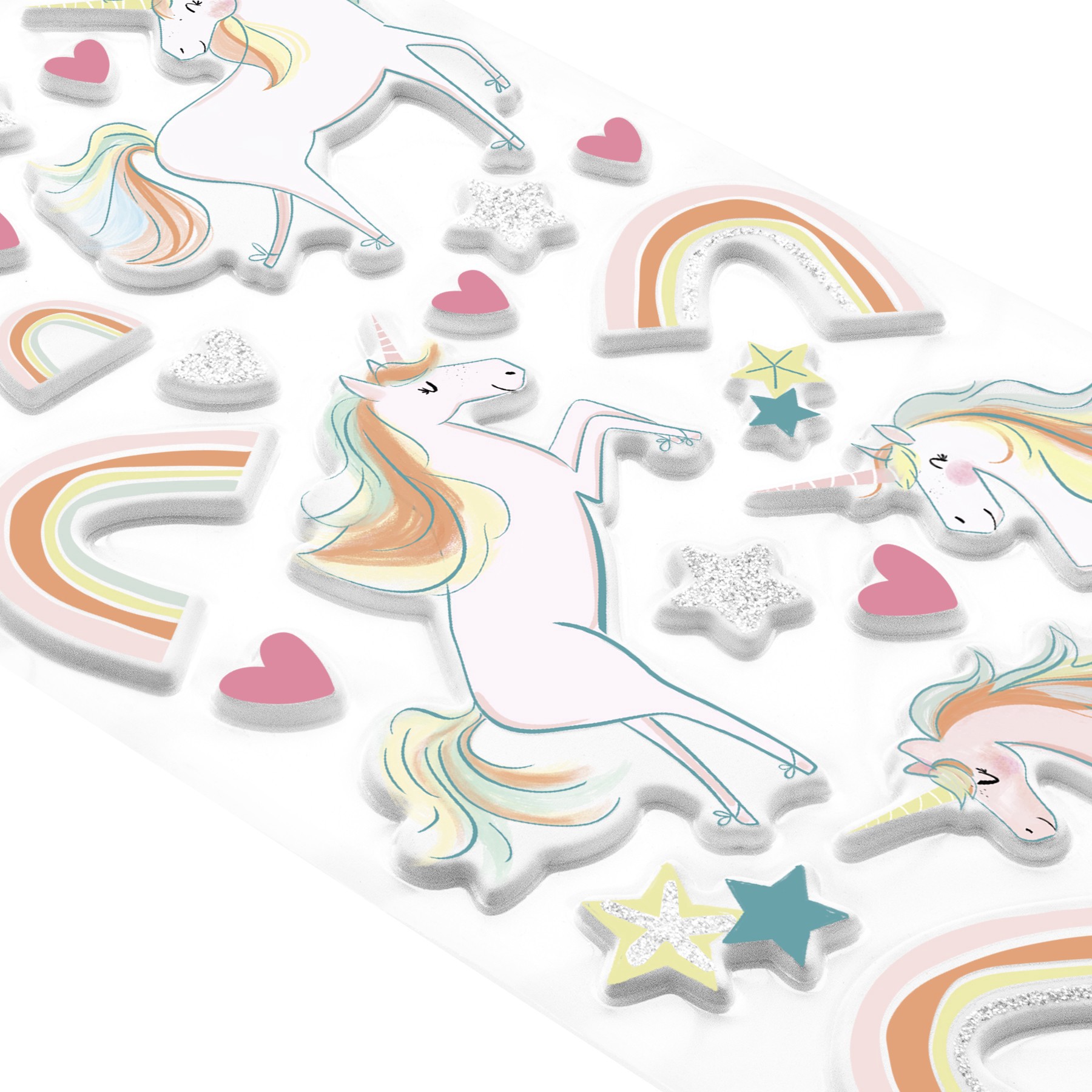 slide 4 of 4, Unicorns Puffy Stickers By Recollections, 3.875 in x 7 in