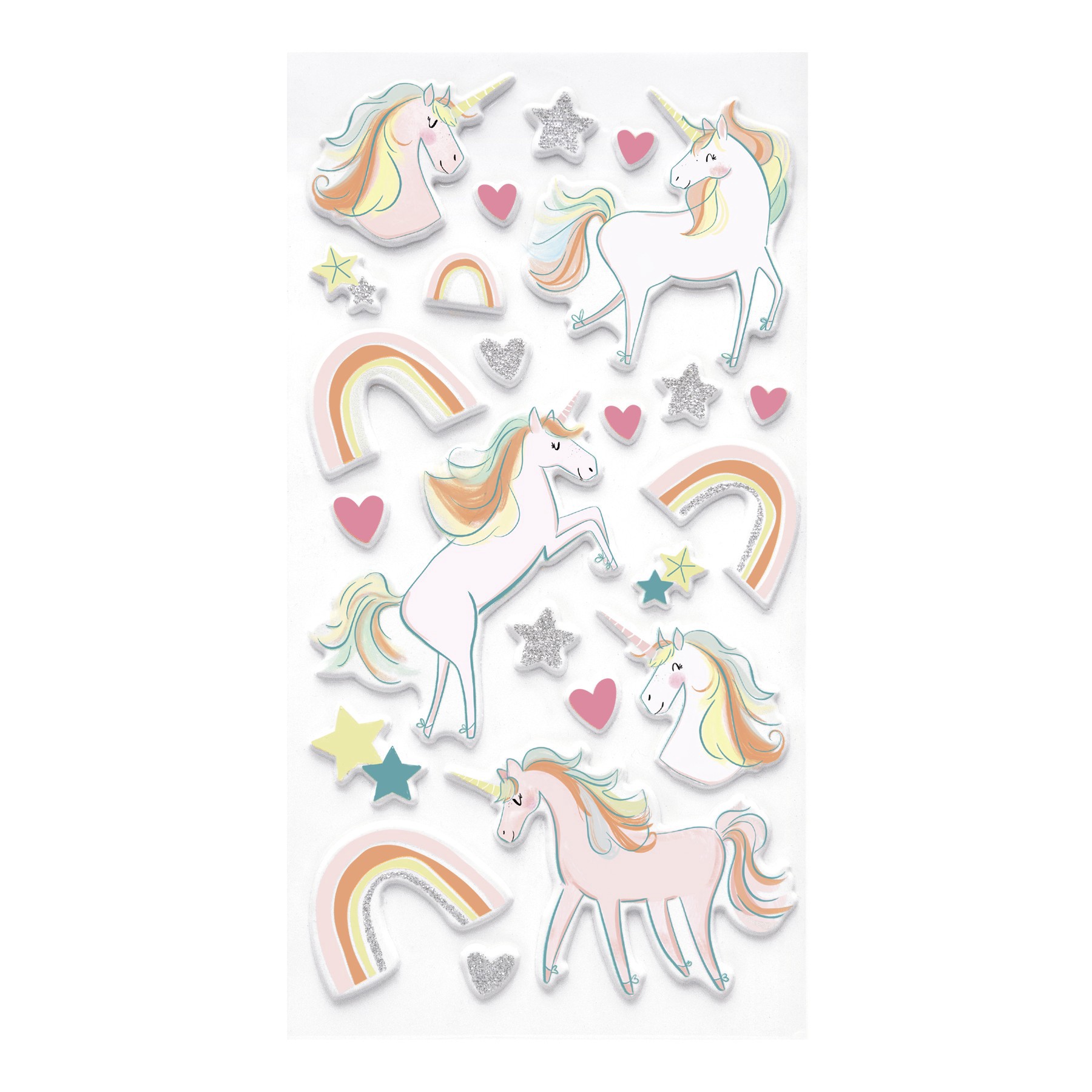 slide 3 of 4, Unicorns Puffy Stickers By Recollections, 3.875 in x 7 in