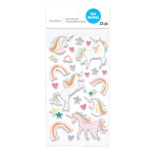 slide 1 of 4, Unicorns Puffy Stickers By Recollections, 3.875 in x 7 in