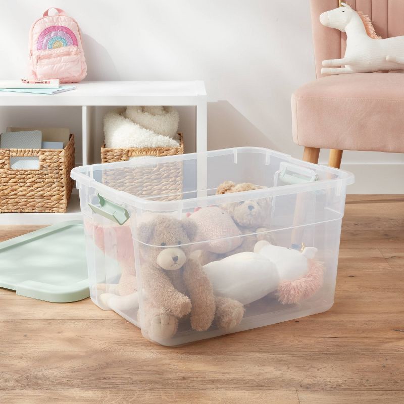 66qt Latching Storage Box Clear with Green Lid - Brightroom™