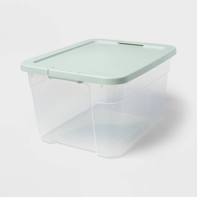 66qt Latching Storage Box Clear with Green Lid - Brightroom™