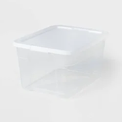 66qt Storage Bin Clear with White Lid - Room Essentials 66 qt
