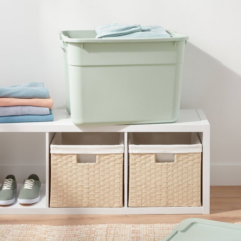 32gal Latching Rolling Storage Tote Green with Gray Handle and Latches -  Brightroom™