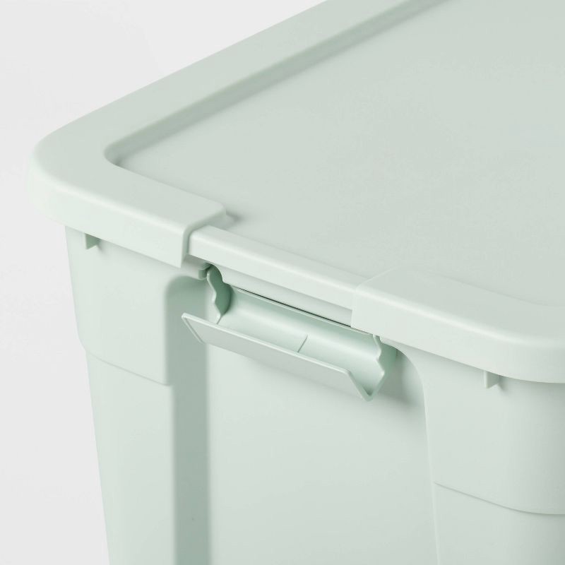 32gal Latching Rolling Storage Tote Green with Gray Handle and Latches -  Brightroom™