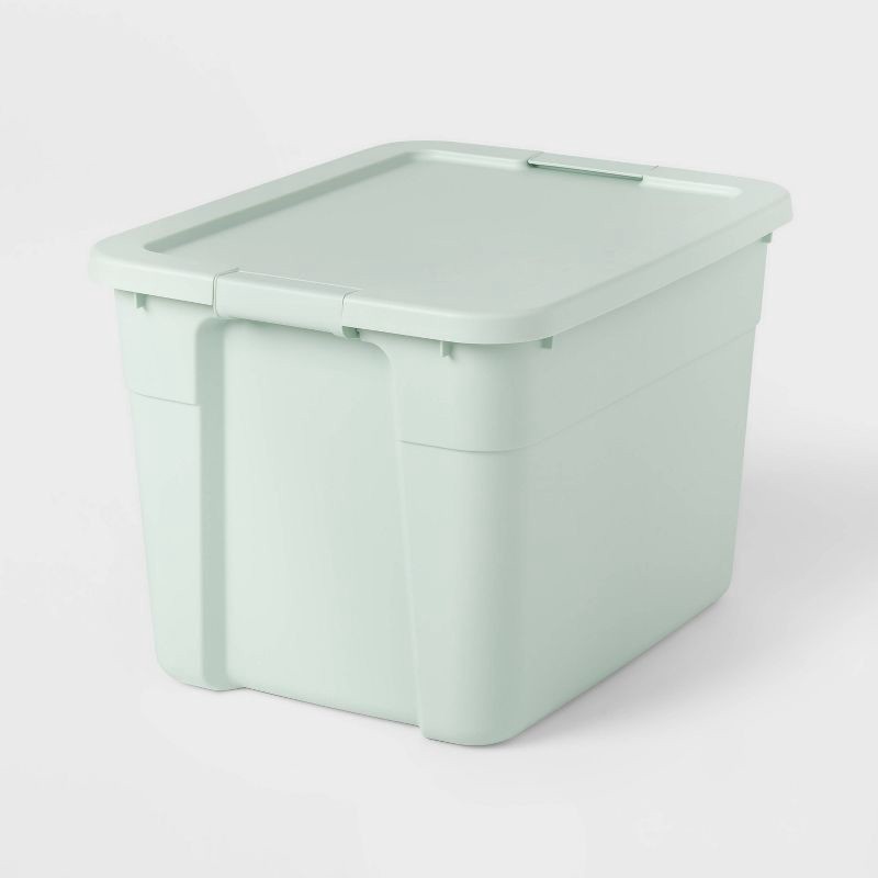 32gal Latching Rolling Storage Tote Green with Gray Handle and Latches -  Brightroom™