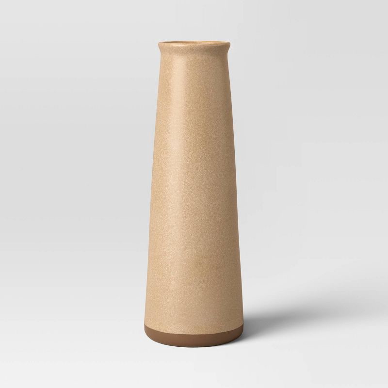 slide 1 of 1, Ceramic Floor Vase with Exposed Clay on Bottom Brown - Threshold, 1 ct