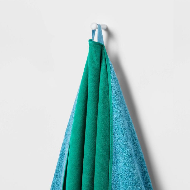 slide 2 of 3, XL WOW Reversible Beach Towel Green - Sun Squad™: 100% Cotton, Lightweight, Quick-Dry, Machine Washable, 1 ct