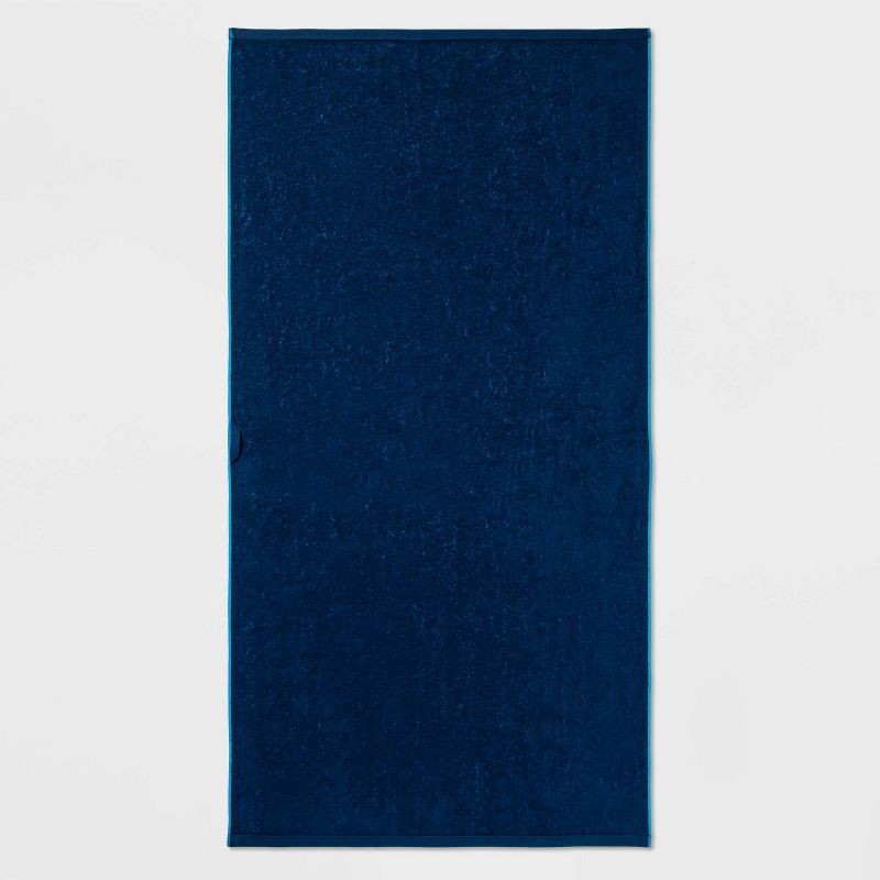 slide 3 of 3, XL WOW Reversible Beach Towel Blue - Sun Squad™: Cotton Terry, Lightweight, Quick-Dry, Oeko-Tex Certified, 1 ct