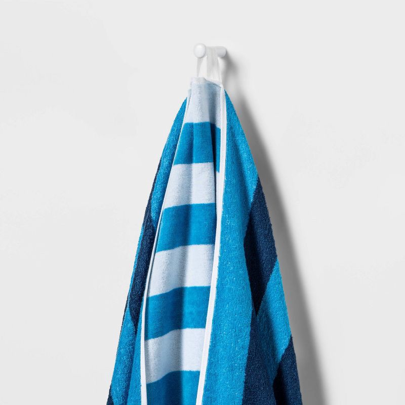 slide 2 of 3, WOW Reversible Beach Towel Blue/White/Navy - Sun Squad™: Cotton, Lightweight, Terry, OEKO-TEX Certified, 1 ct