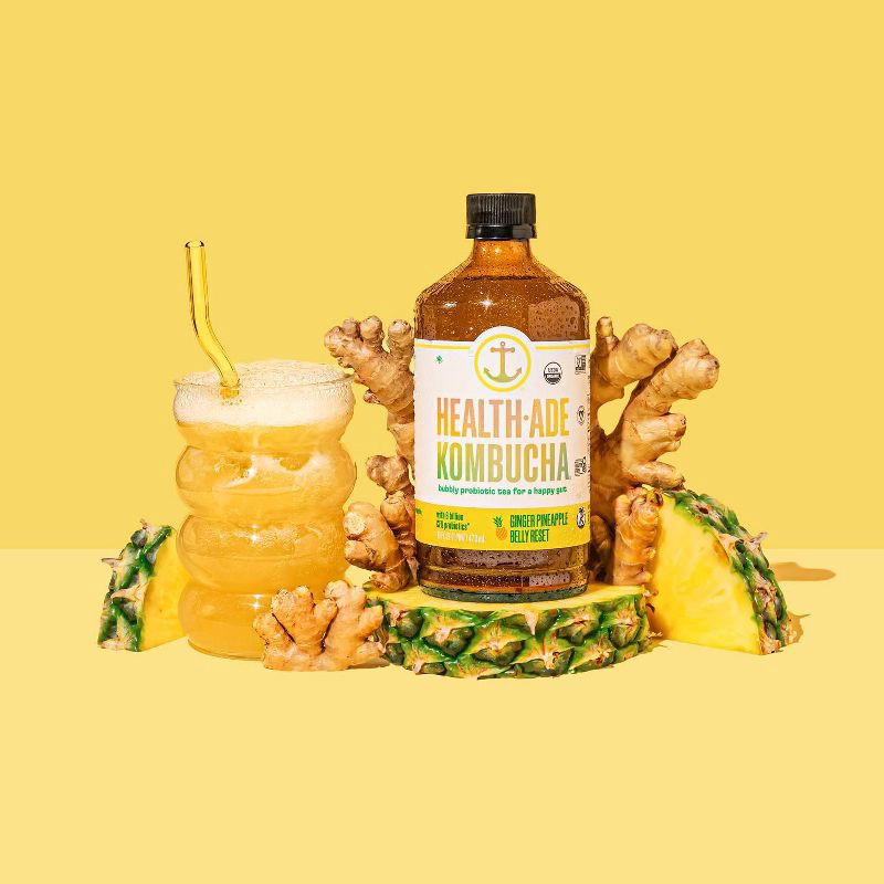 slide 2 of 6, Health-Ade Health Ade Organic Ginger Pineapple Belly Reset Kombucha - 16 fl oz, 16 fl oz