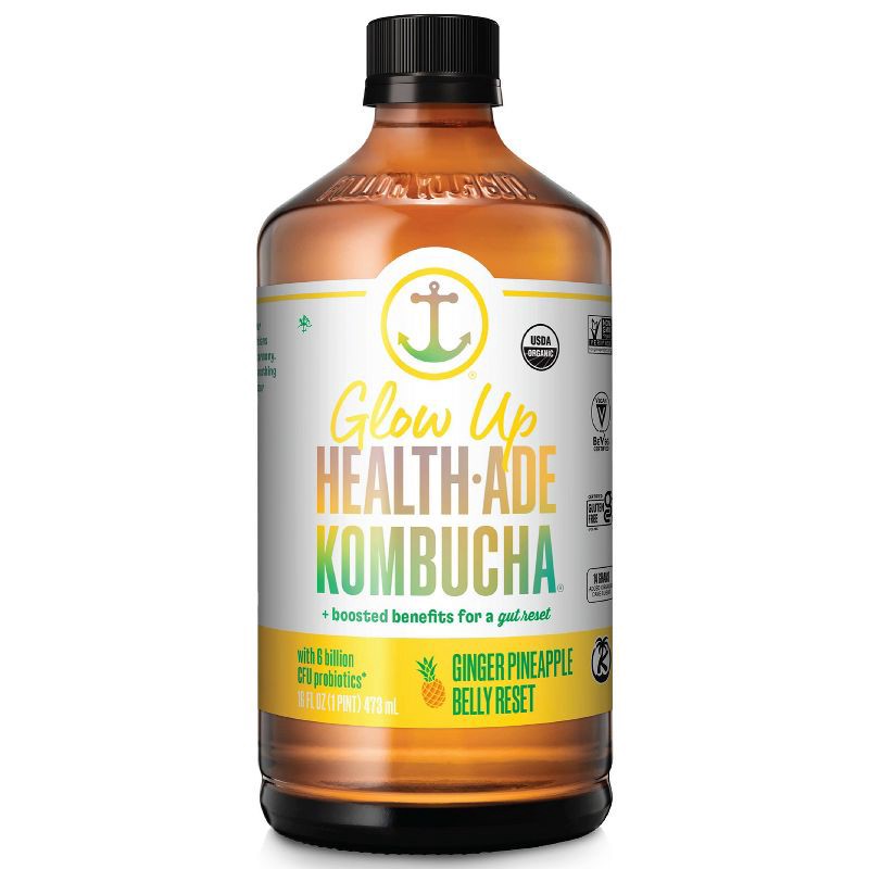 slide 1 of 6, Health-Ade Health Ade Organic Ginger Pineapple Belly Reset Kombucha - 16 fl oz, 16 fl oz