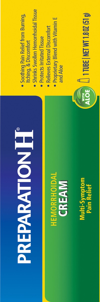 slide 3 of 13, PREPARATION H Hemorrhoid Symptom Treatment Cream, Multi-Symptom Pain Relief with Aloe, Tube (1.8 Ounce), 1.8 oz