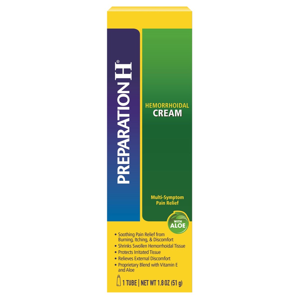 slide 1 of 13, Preparation H Hemorrhoid Cream with Aloe for Multi-Symptom Relief - 1.8 Oz Tube, 1 ct