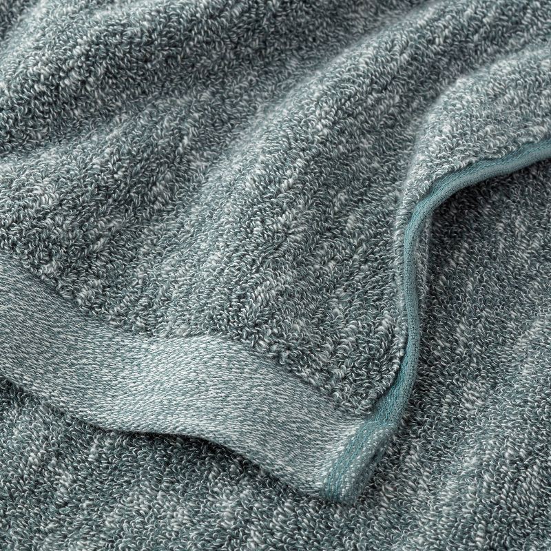 slide 2 of 3, Slub Cotton Bath Towel Teal Blue - Casaluna™: Organic, Jacquard Pattern, Heavyweight 550-800 GSM, Fade-Resistant, 1 ct